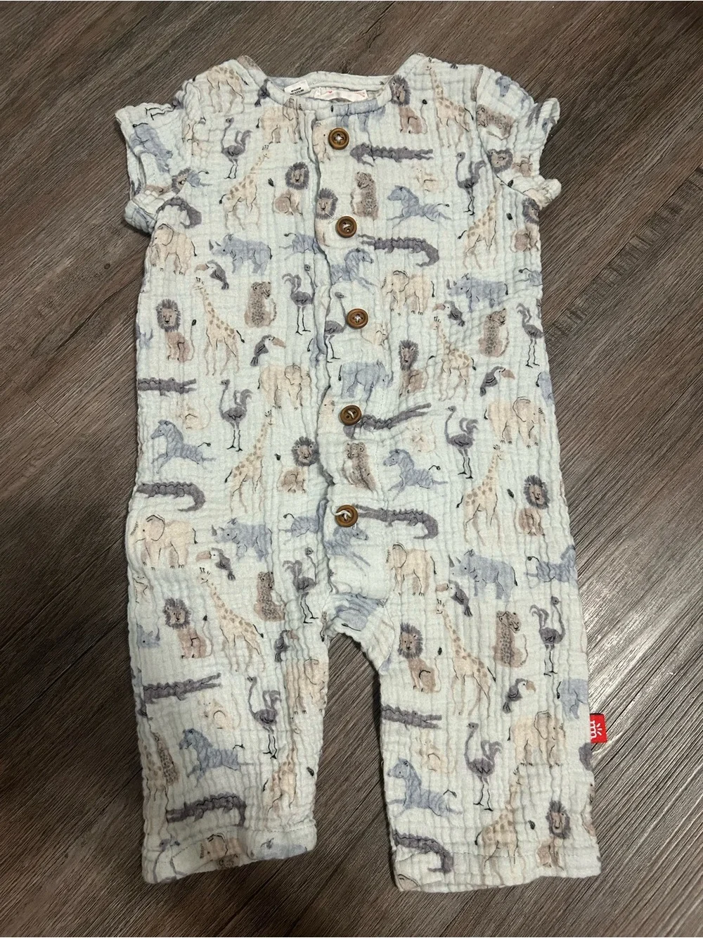 Magnetic Me Cream Animal Print Baby One-Piece Romper